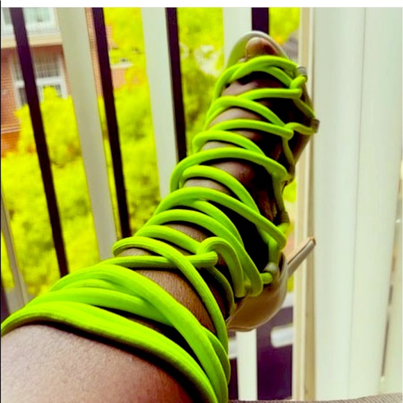 fluorescent green heels